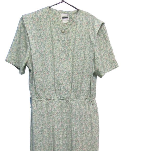 Vintage Leslie Fay floral dress with belt and shoulder pads - Picture 9 of 15